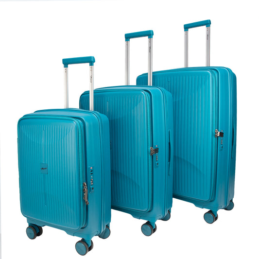 F Gear Myton Front Opening Cyan Blue Set of 3 Suitcases