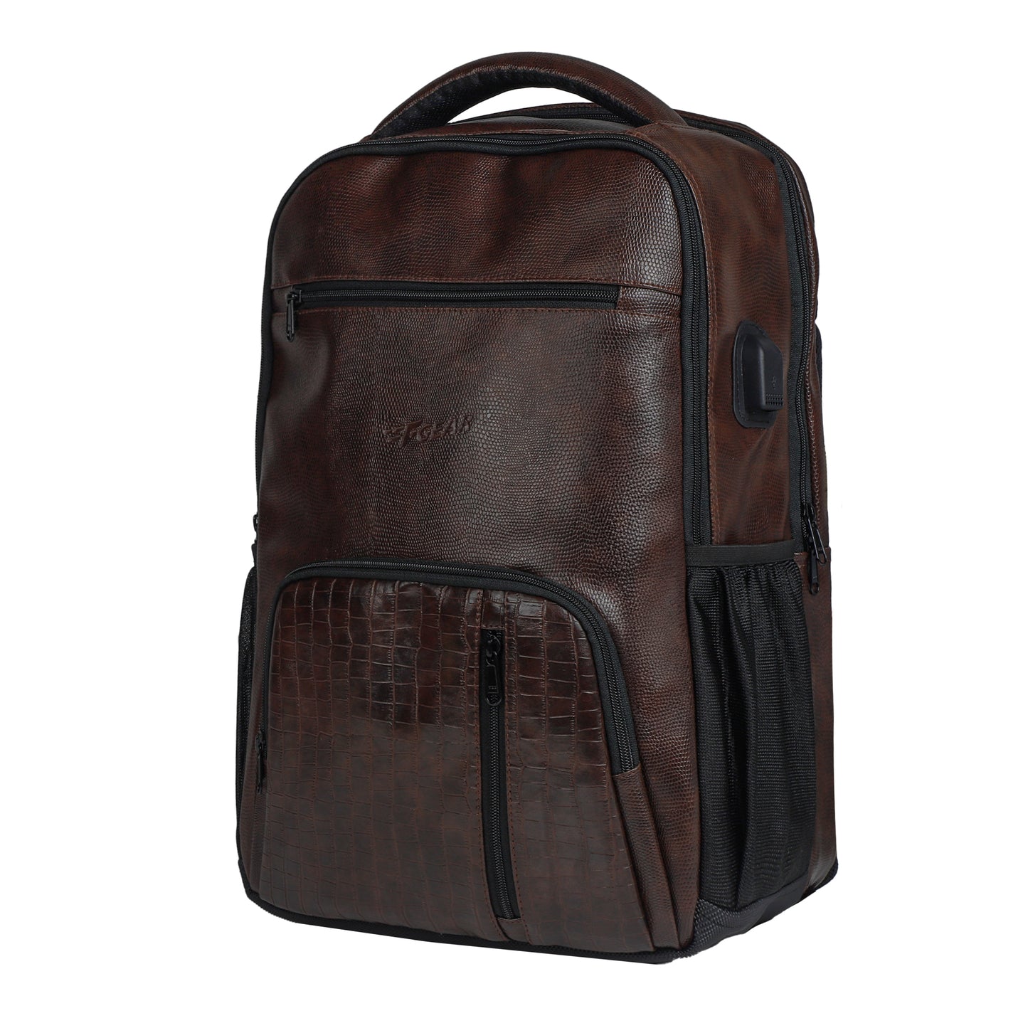 Tambour 32L Faux Leather Brown Laptop Backpack