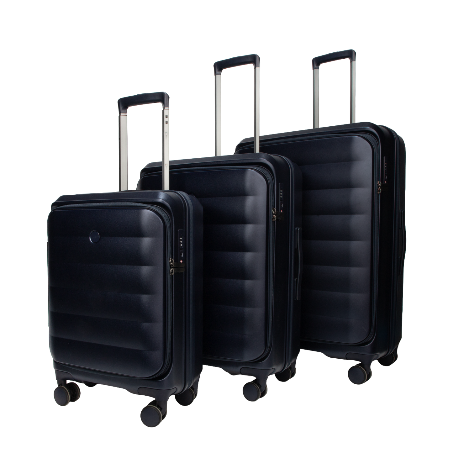 Valencia Front-Opening Strolley Navy Set of 3 Suitcases