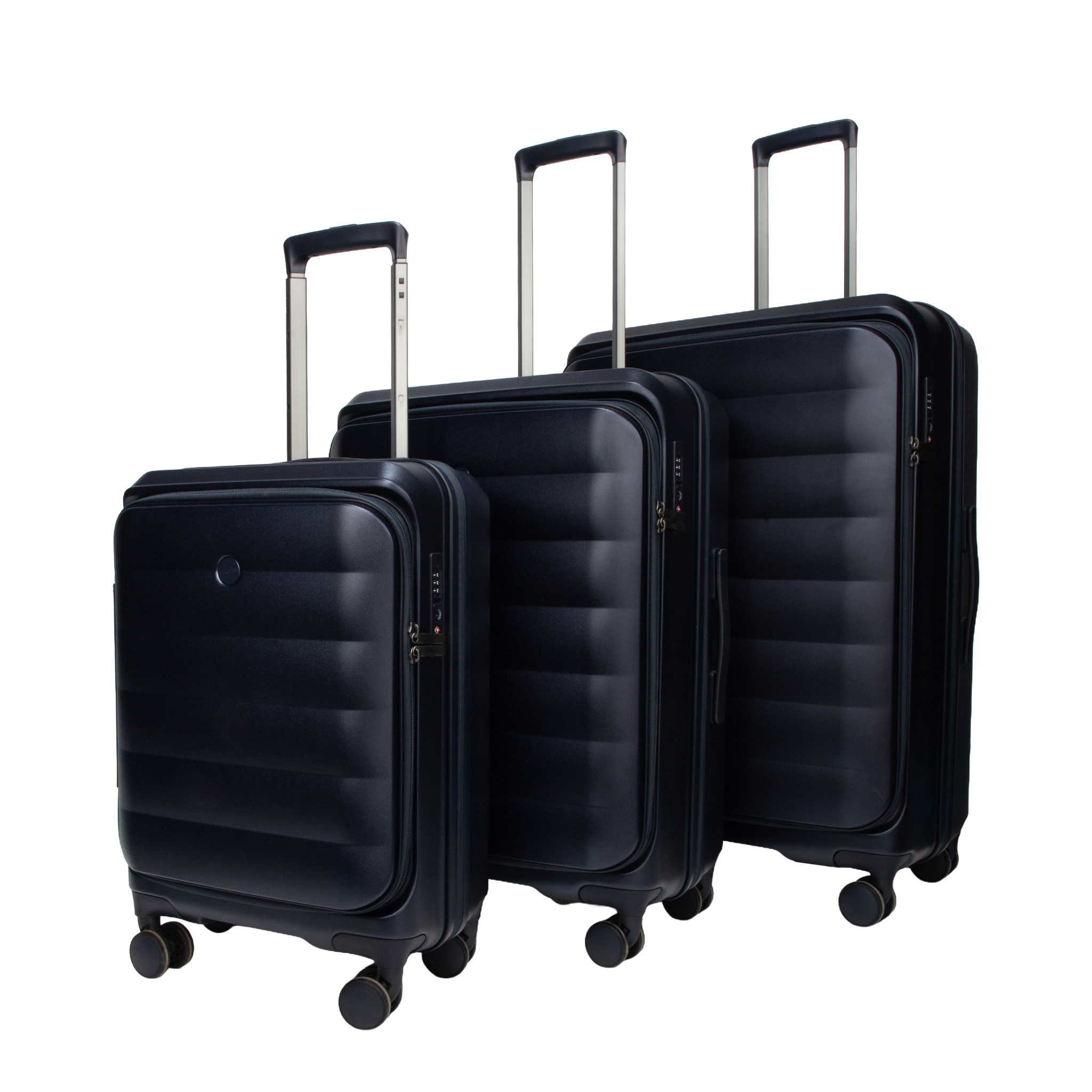 Valencia Front-Opening Strolley Navy Set of 3 Suitcases
