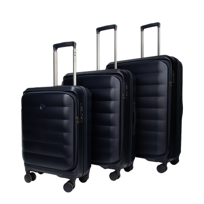 Valencia Front-Opening Strolley Navy Set of 3 Suitcases