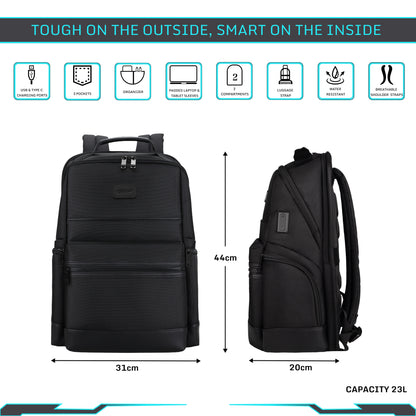 Varello 23L Black Laptop Backpack