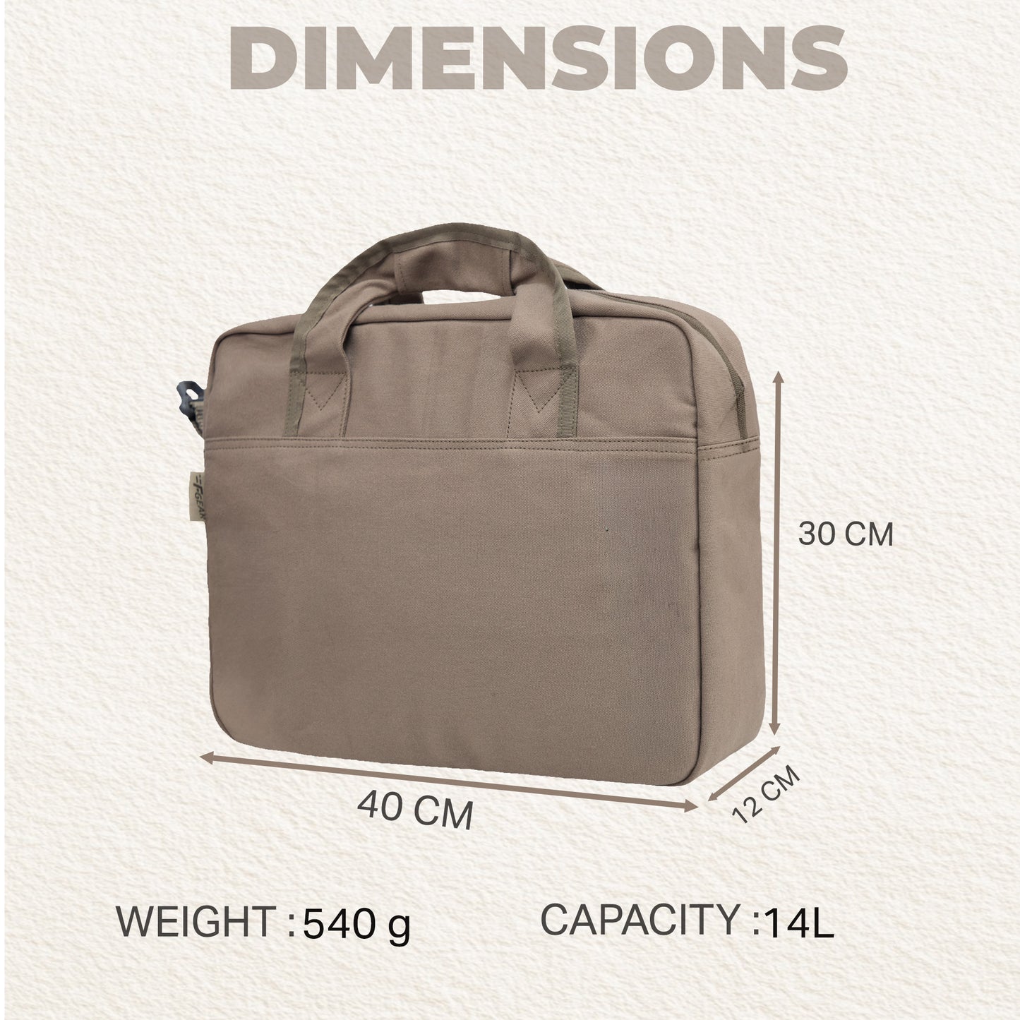 Alta Canvas Dark Beige Laptop Messenger Bag
