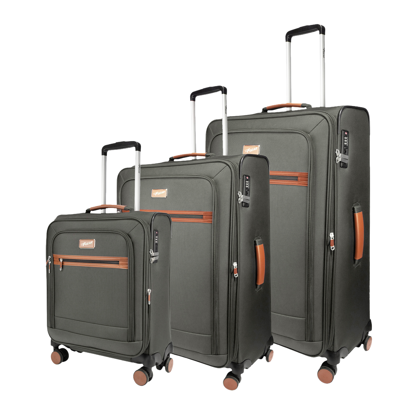 F Gear SoftAir Grey Set of 3 Suitcases