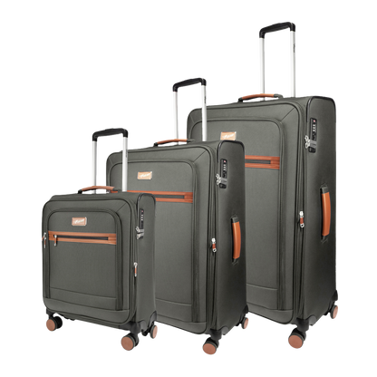 F Gear SoftAir Grey Set of 3 Suitcases