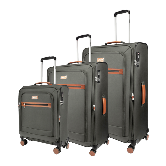 F Gear SoftAir Grey Set of 3 Suitcases
