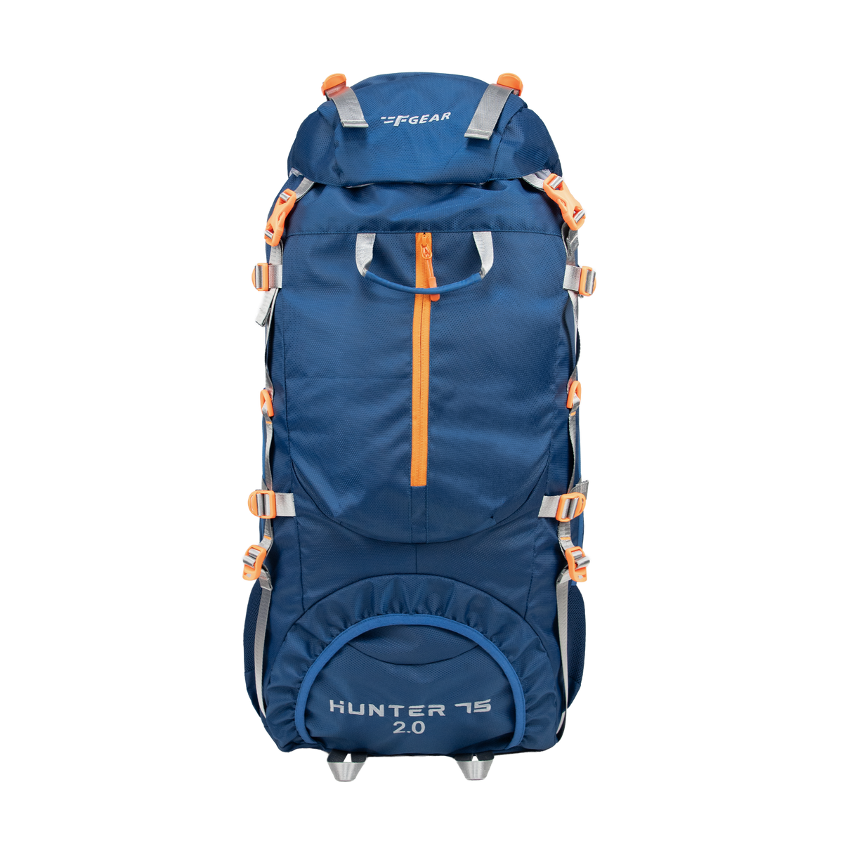 F Gear Hunter 75 2.0 Mettale Blue 75L Rucksack Trekking Backpack with Inbuilt Rain Cover