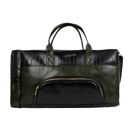 Jesko 26L Black Green Vegan Leather Travel Duffle