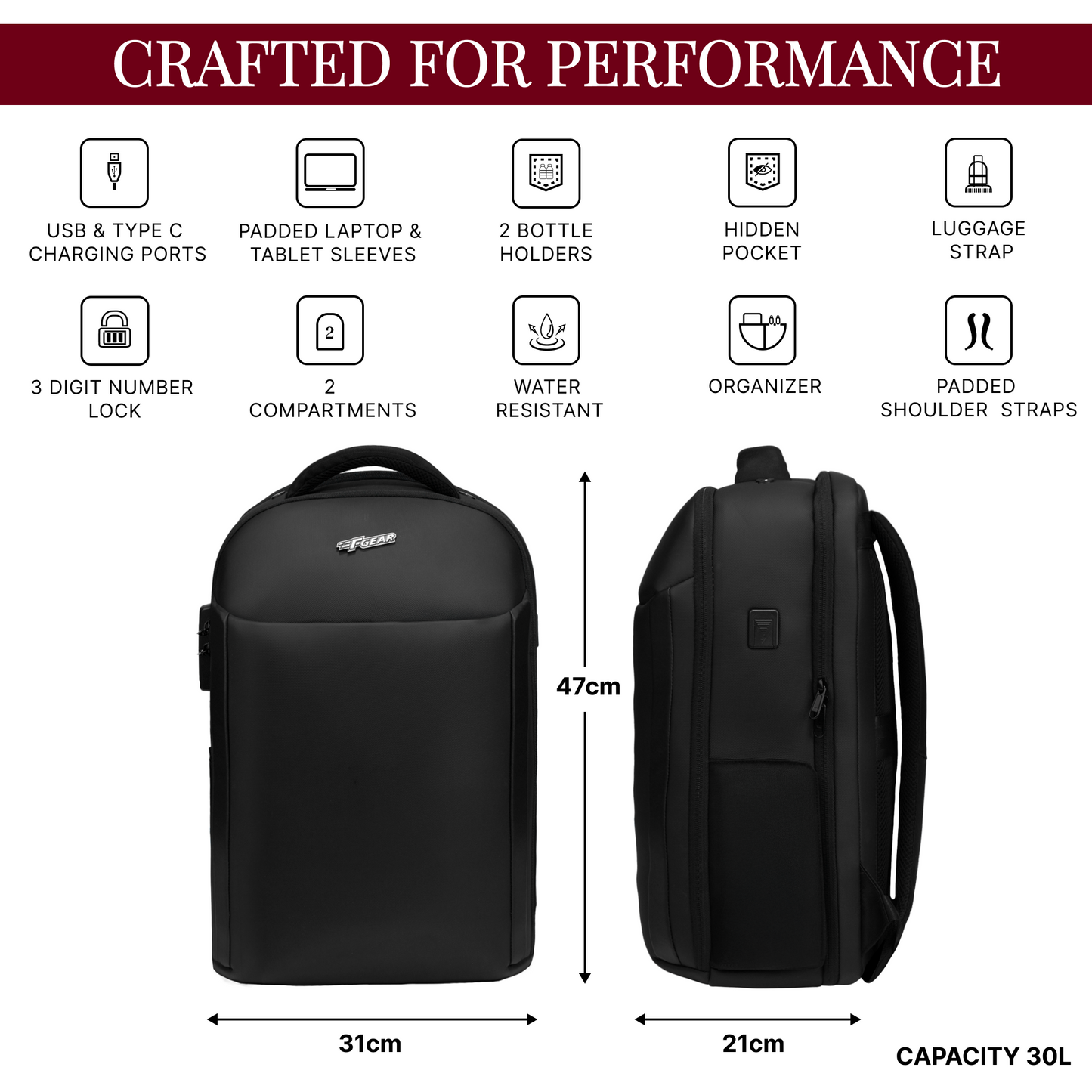 Kaneki 30L Black Laptop Backpack