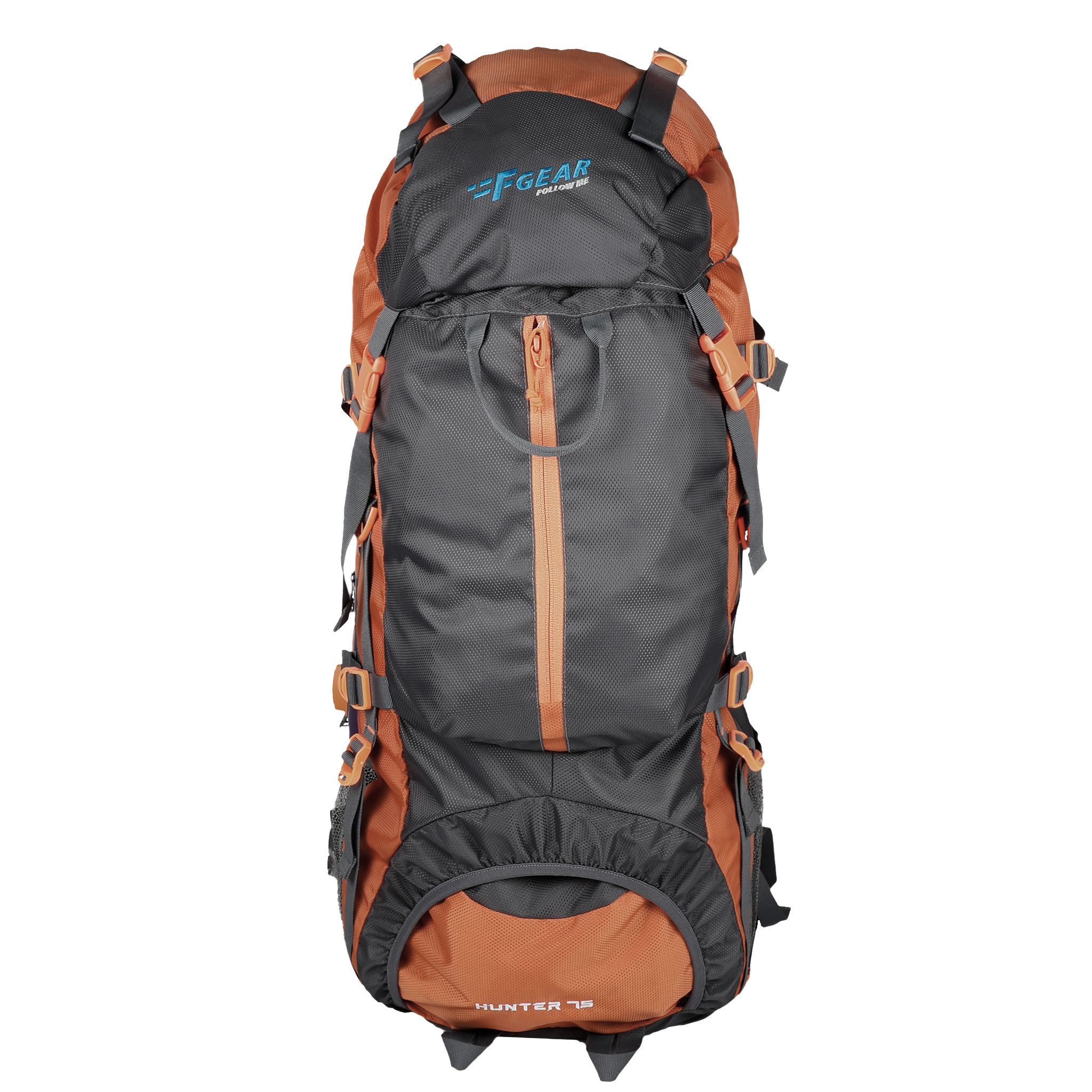 Hunter 75L Grey Orange Rucksack with Raincover
