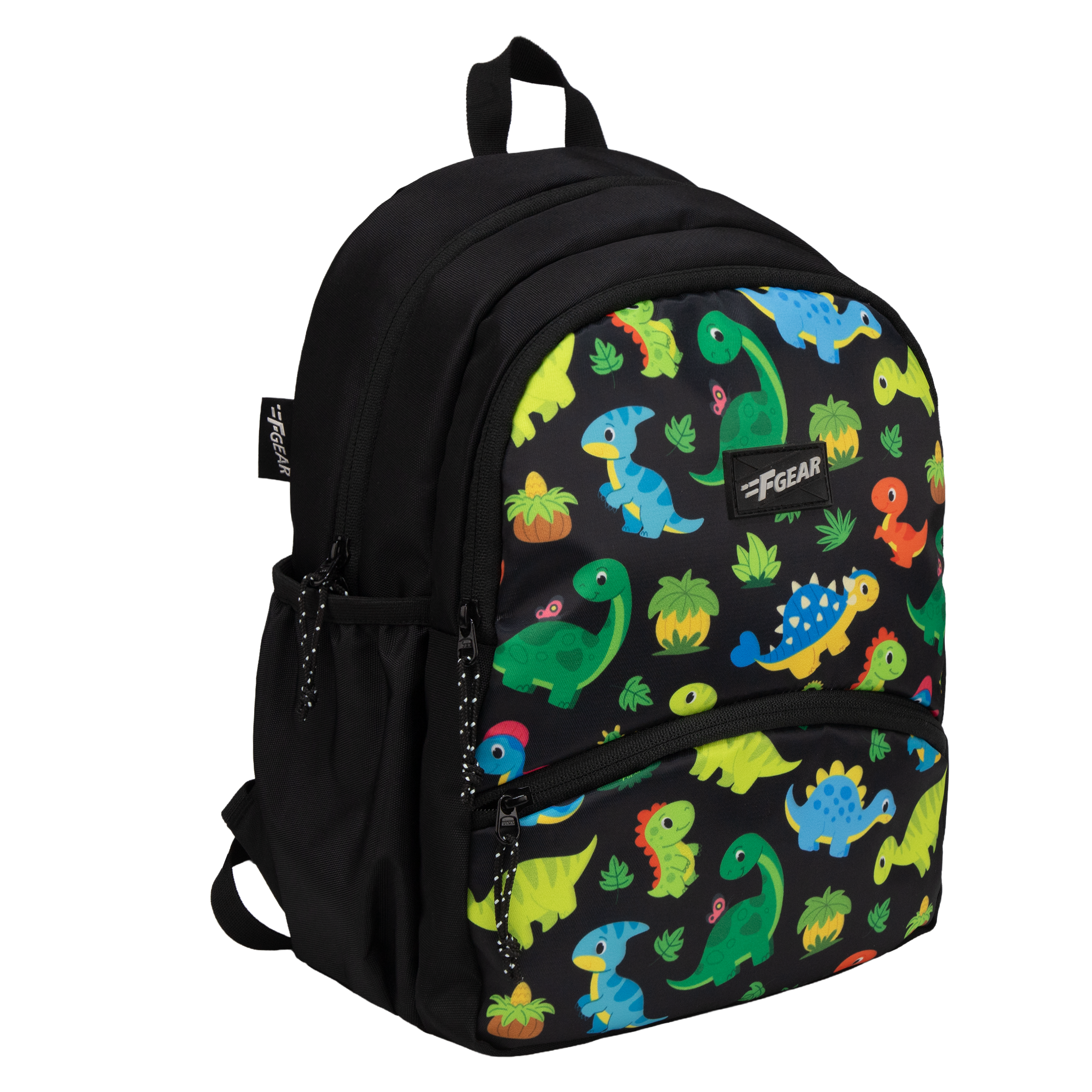 Brio  13L Black Colourful Dino Kids Backpack