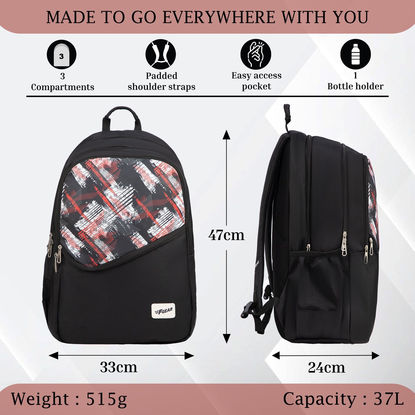 Polaris 37L Black Backpack
