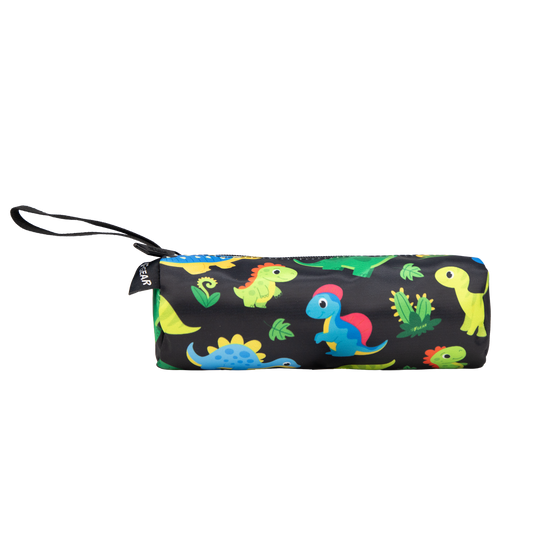 Sketchmate Medium Black Colourful Dino Pencil Pouch