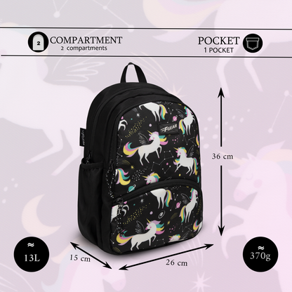 Brio 13L Black Unicorn Kids Backpack