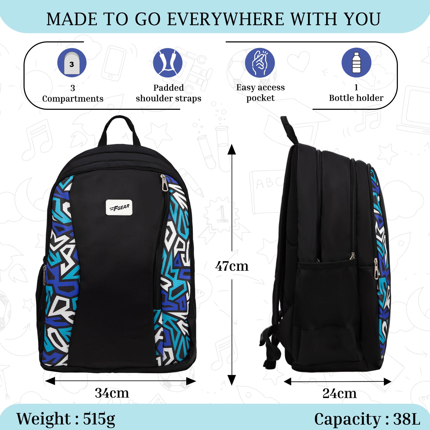 Nitro 38L Black Backpack