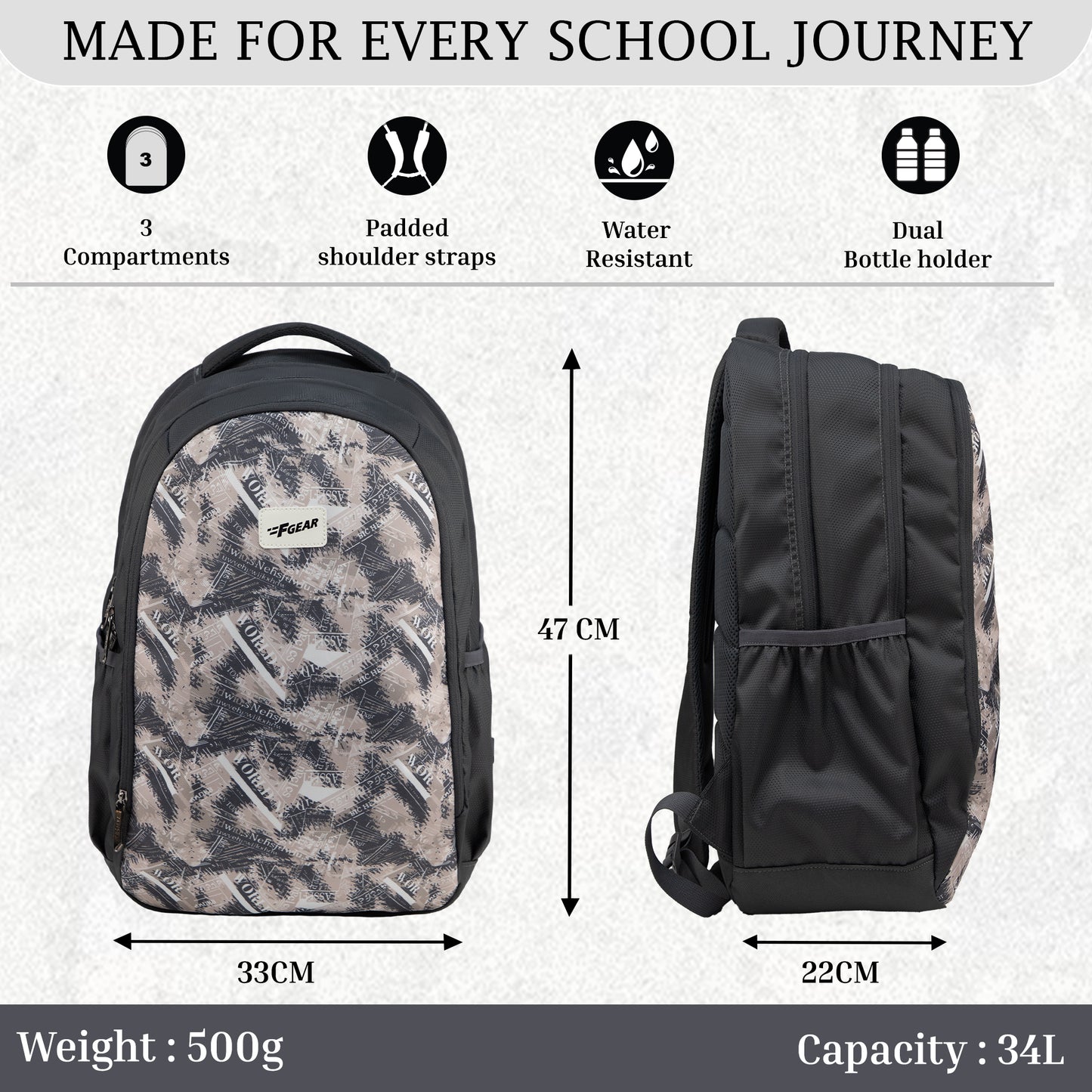 Shinra 34L Grey Backpack