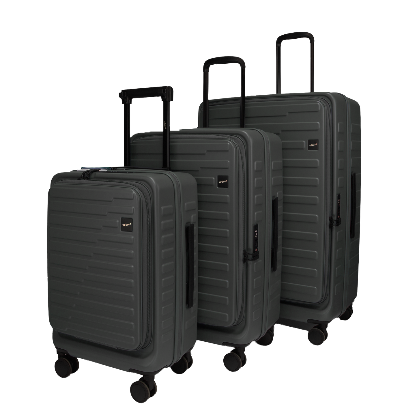 Sedona Front-Opening Strolley Steel Grey Set of 3 Suitcases