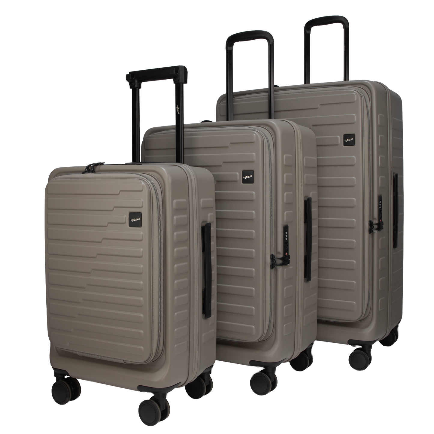 Sedona Front-Opening Strolley Taupe Set of 3 Suitcases