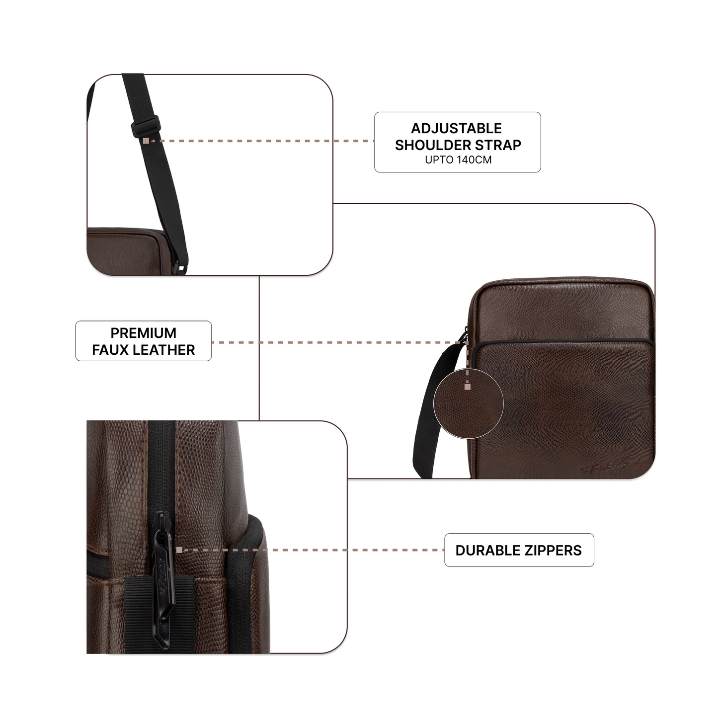 Primo 7L Brown Vegan Leather Sling bag