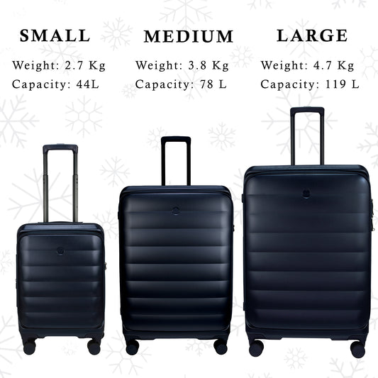 Valencia Front-Opening Strolley Navy Set of 3 Suitcases
