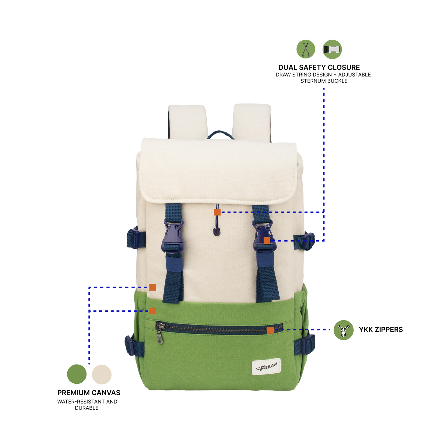 Canyon 18L Mint Green White Beige Laptop Backpack