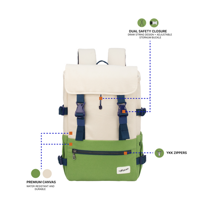 Canyon 18L Mint Green White Beige Laptop Backpack