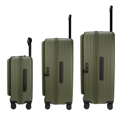 Montreal Front-Opening Strolley Army Green Set of 3 Suitcases