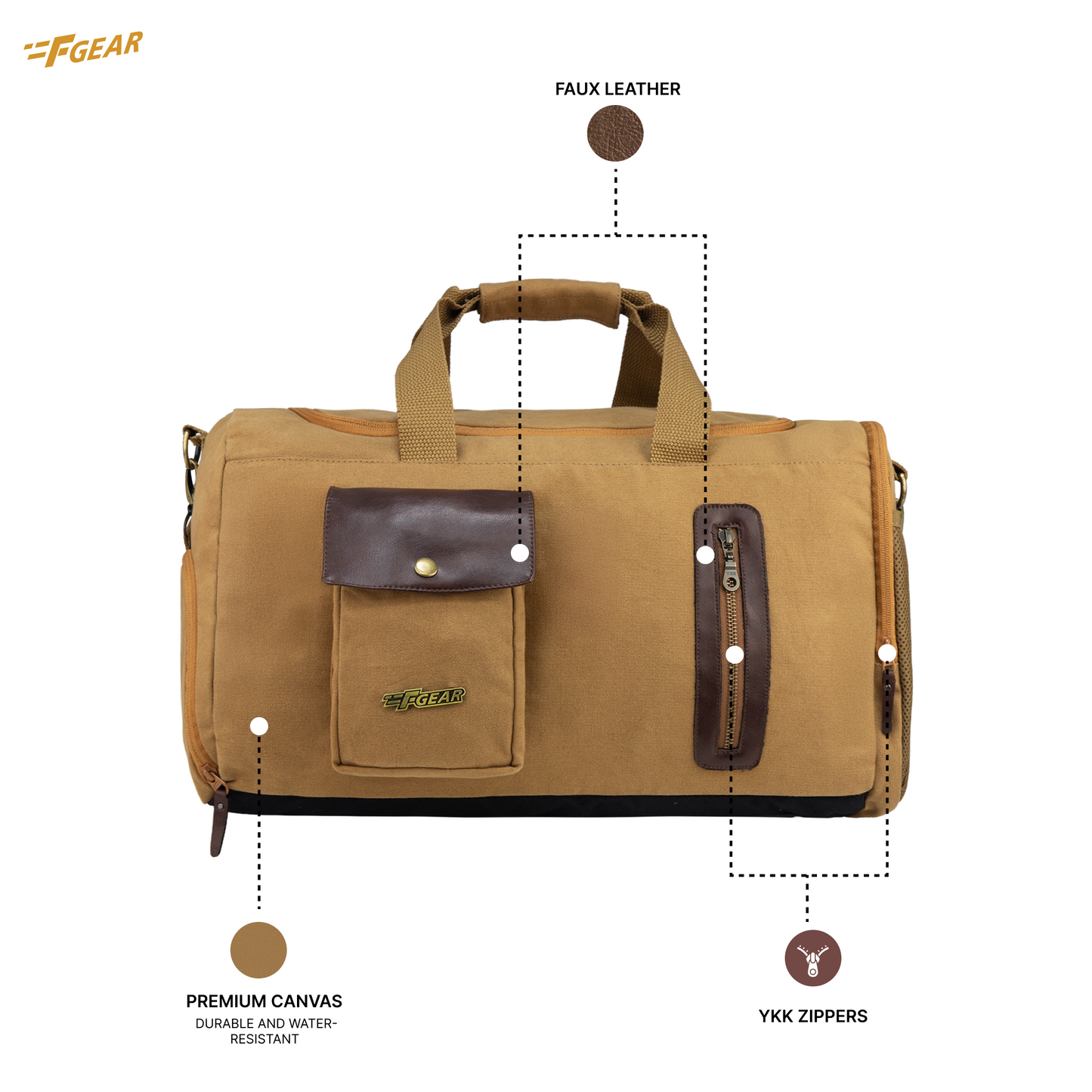 Cairo 38L Canvas Khaki Duffle Bag