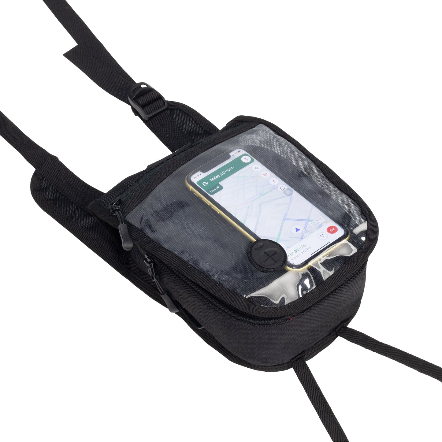 Alfie Black 2L Tank Pouch Motorcycle Bag with Rain cover & Headphone port