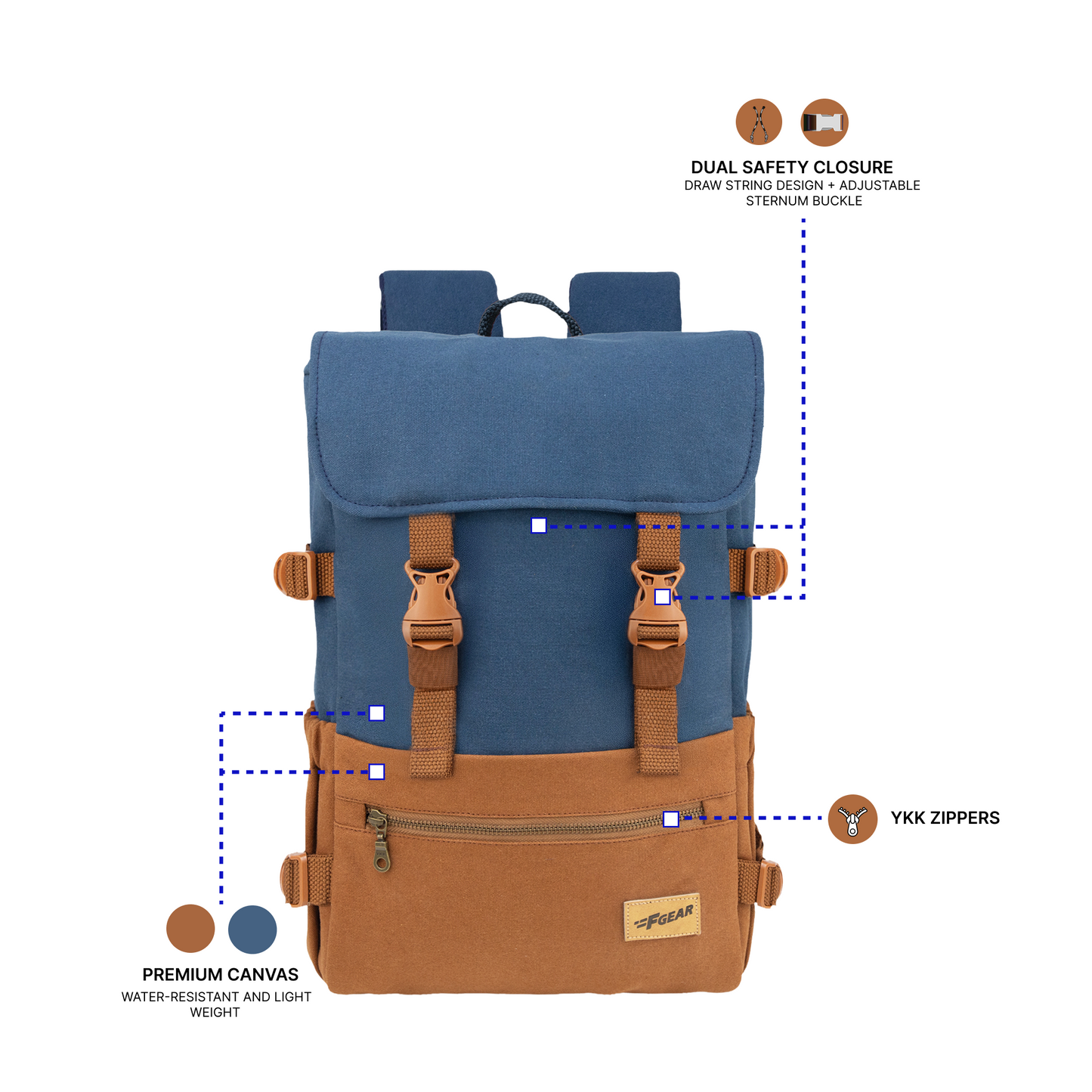Canyon 18L Navy Chestnut Laptop Backpack