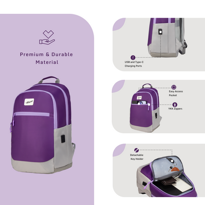 Balanzo 16L Dark Purple Laptop Backpack