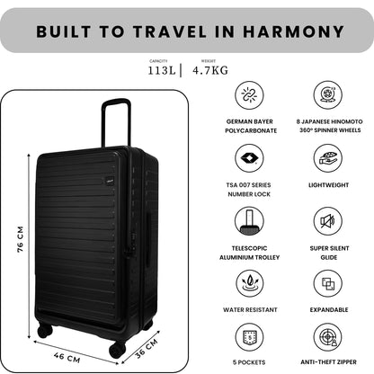 Windsor Black 76 cms Large Front Opening Trunk-Style Check-in Strolley with Expander