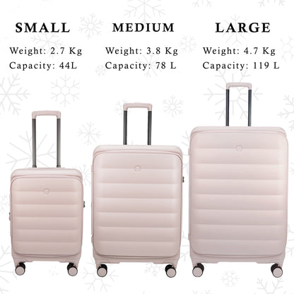 Valencia Front-Opening Strolley Silk Rose Set of 3 Suitcases