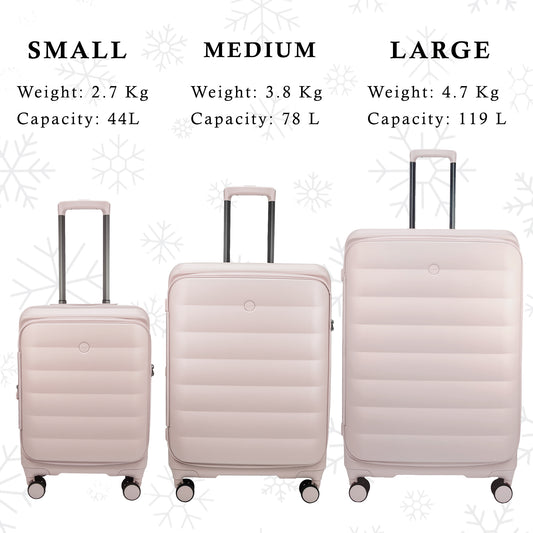 Valencia Front-Opening Strolley Silk Rose Set of 3 Suitcases