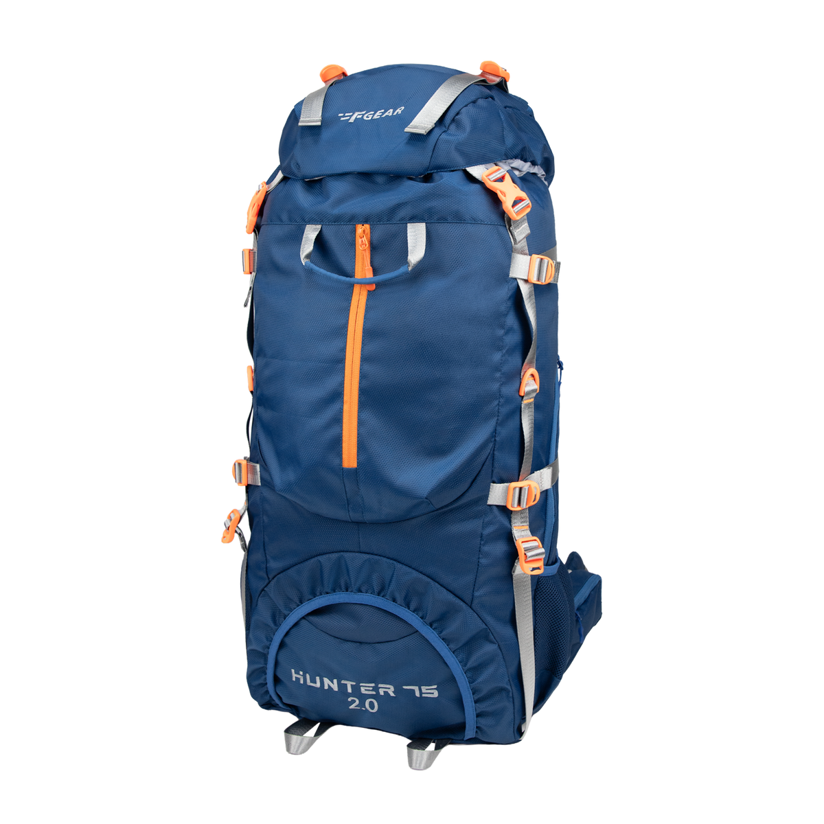 F Gear Hunter 75 2.0 Mettale Blue 75L Rucksack Trekking Backpack with Inbuilt Rain Cover