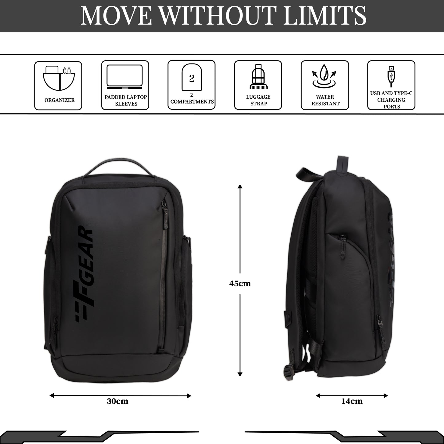 Bellagio 20L Black Laptop Backpack