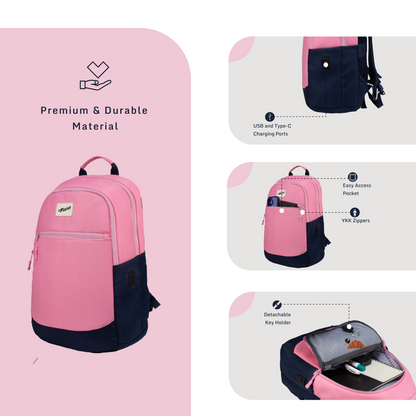 Balanzo 16L Pink Laptop Backpack