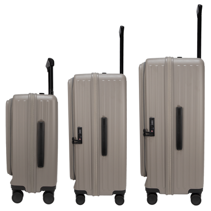 Montreal Front-Opening Strolley Taupe Set of 3 Suitcases