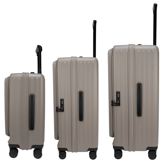 Montreal Front-Opening Strolley Taupe Set of 3 Suitcases
