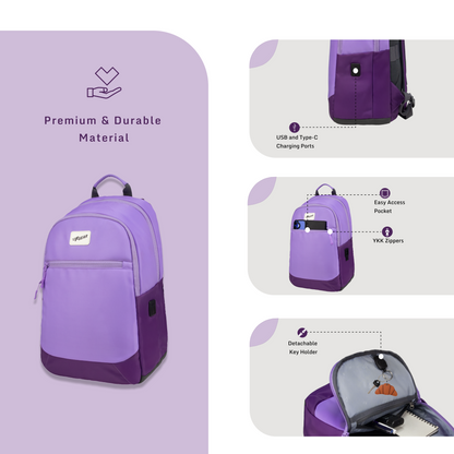 Balanzo 16L Lavender Laptop Backpack