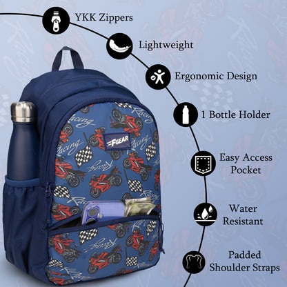 Brio 13L Navy Racing Kids Backpack