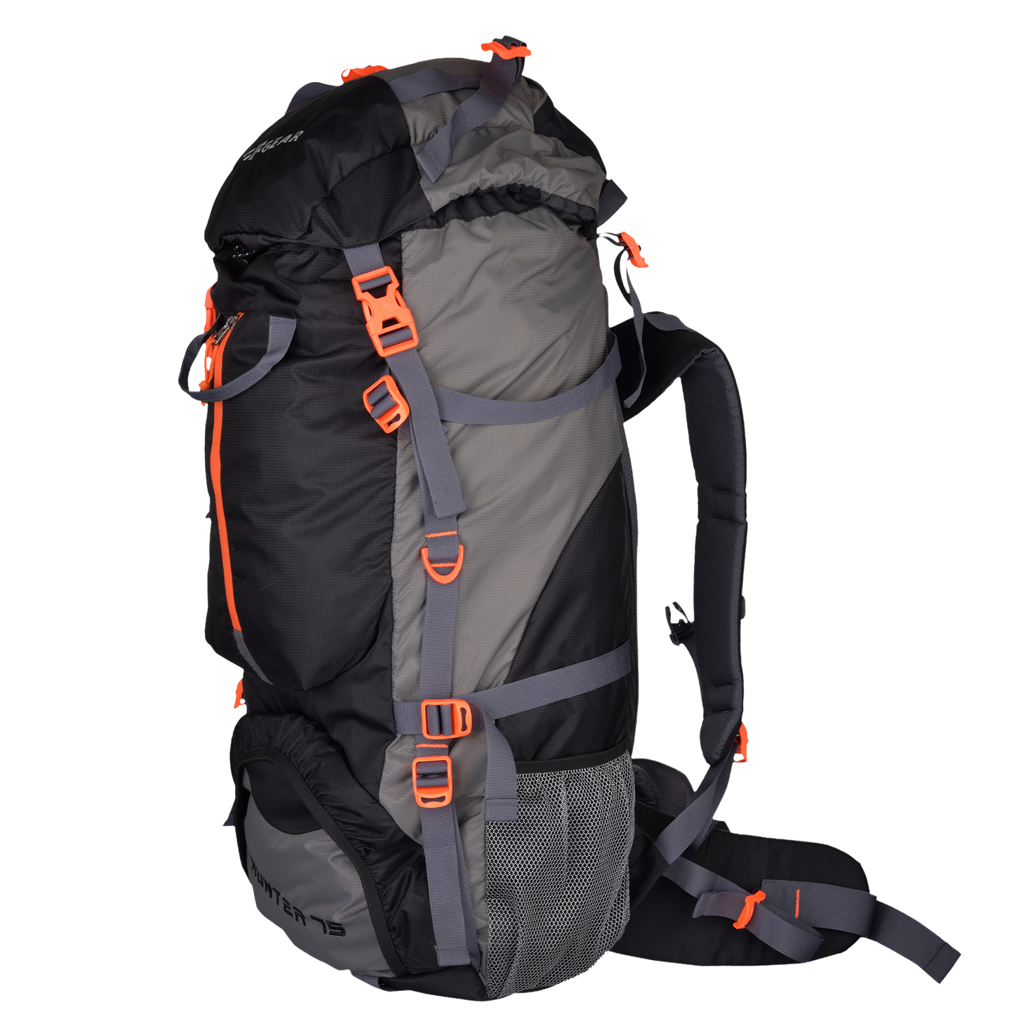 Hunter 75L Black Grey Diamond Rucksack with Raincover