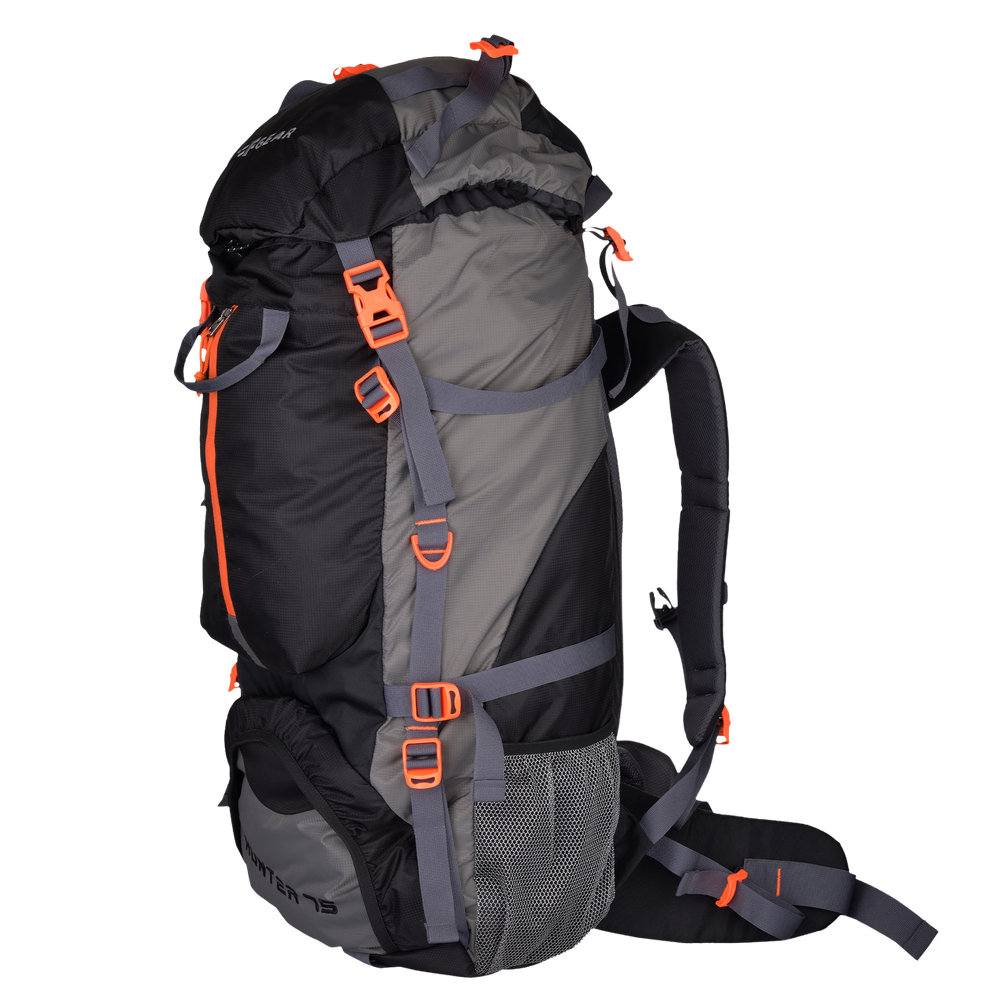 Hunter 75L Black Grey Diamond Rucksack with Raincover – FGEAR.in