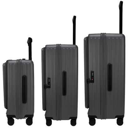 Montreal Front-Opening Strolley Steel Grey Set of 3 Suitcases