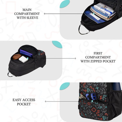 Brio L  17L Scrawls Black Backpack