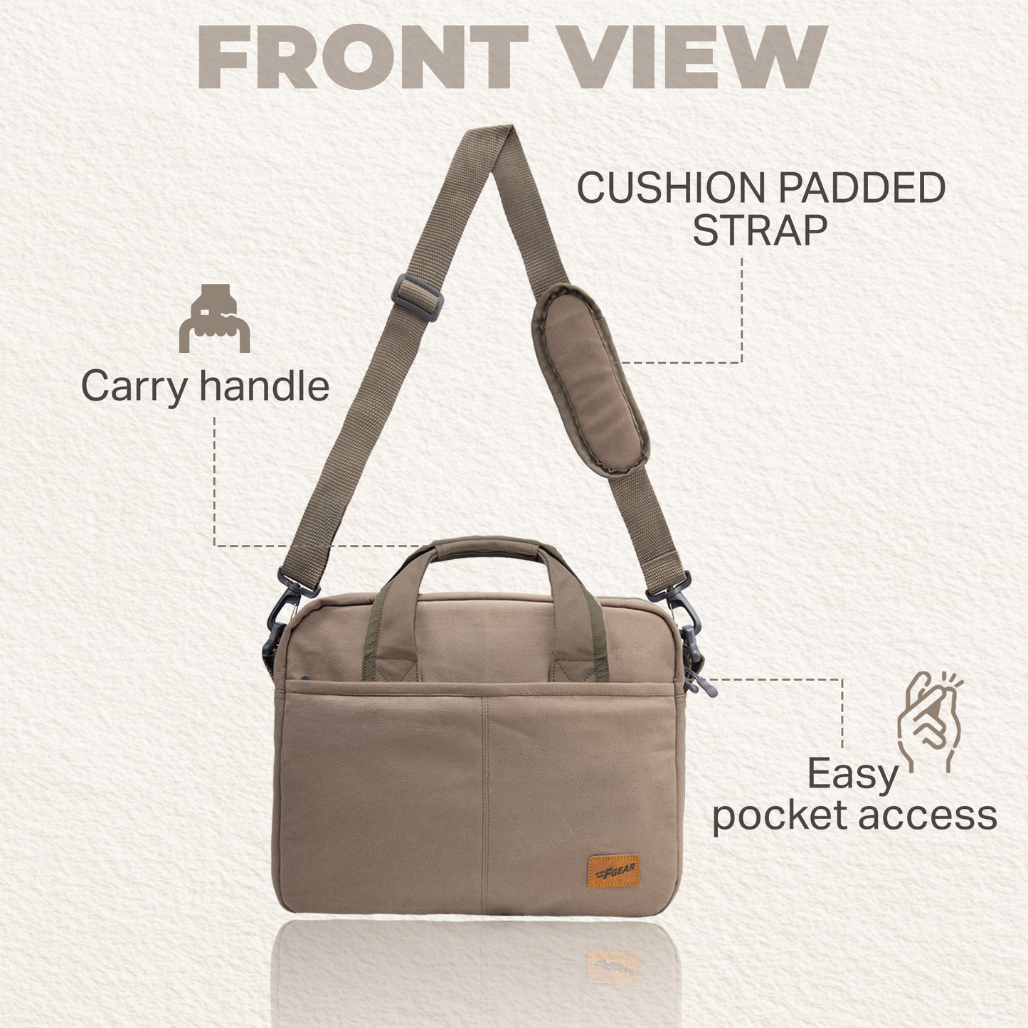 Alta Canvas Dark Beige Laptop Messenger Bag