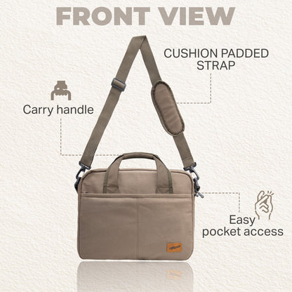 Alta Canvas Dark Beige Laptop Messenger Bag