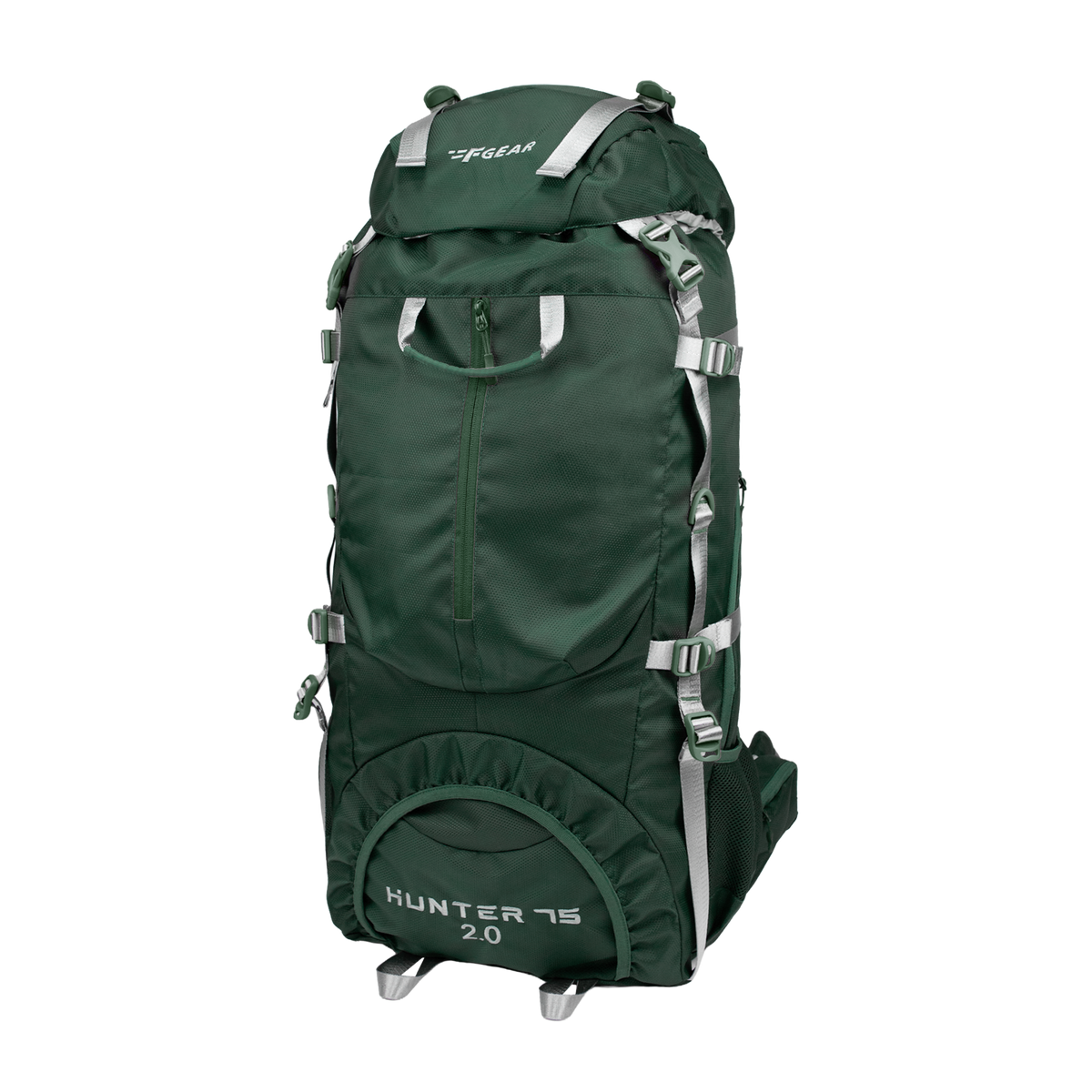 F Gear Hunter 75 2.0 Spruce Green 75L Rucksack Trekking Backpack with Inbuilt Rain Cover