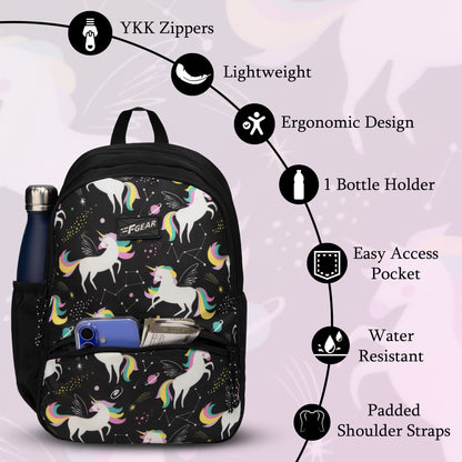 Brio 13L Black Unicorn Kids Backpack