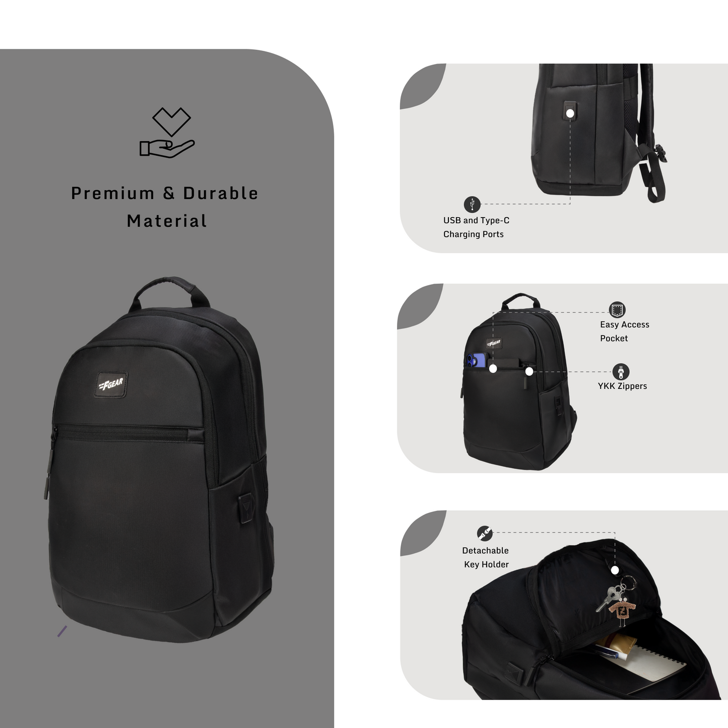 Balanzo 16L Black Laptop Backpack